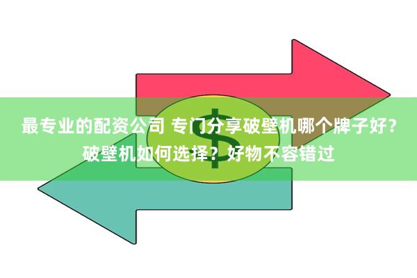 最专业的配资公司 专门分享破壁机哪个牌子好？破壁机如何选择？好物不容错过